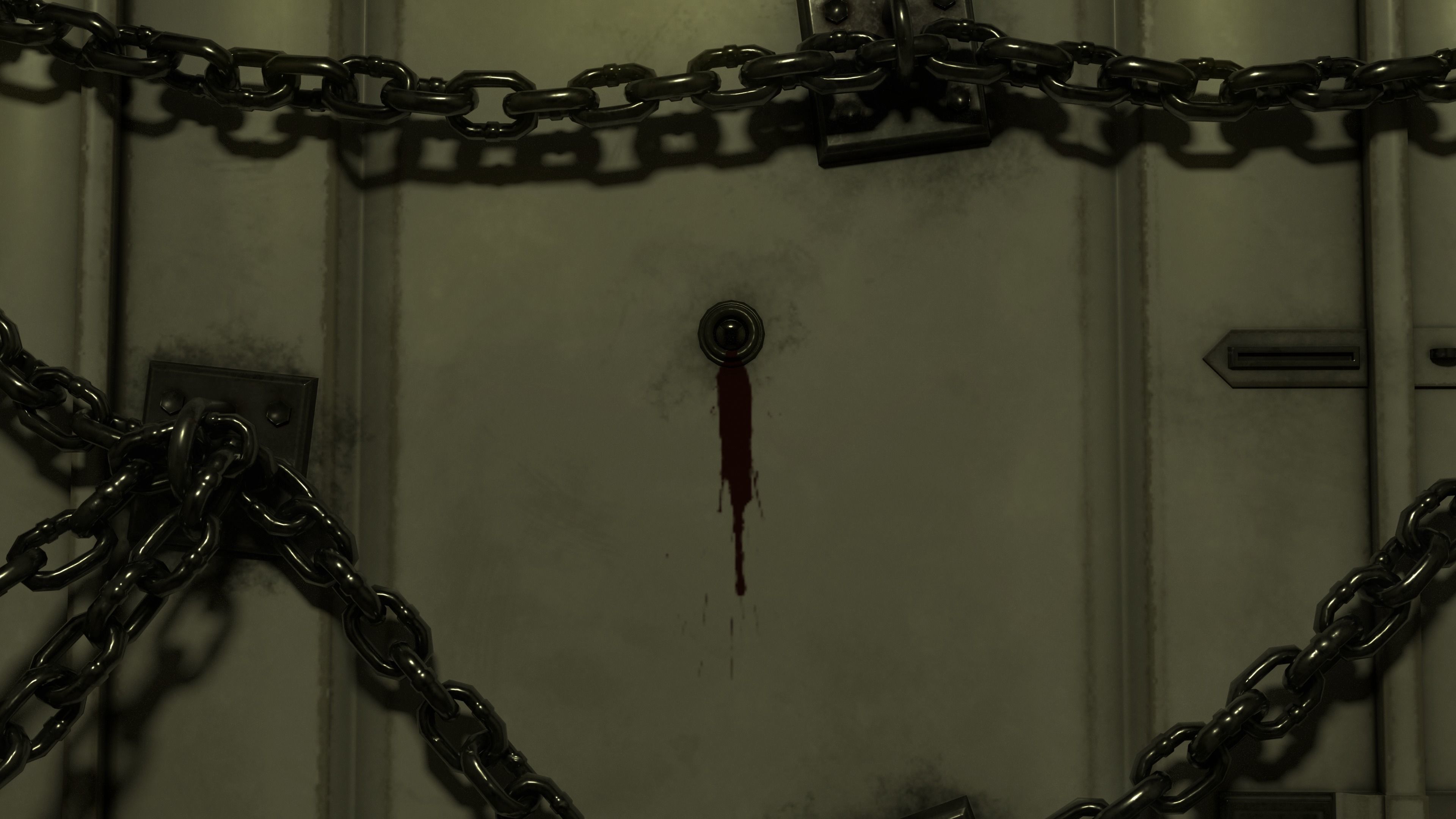 Horror game door scene Low-poly 3D model_8