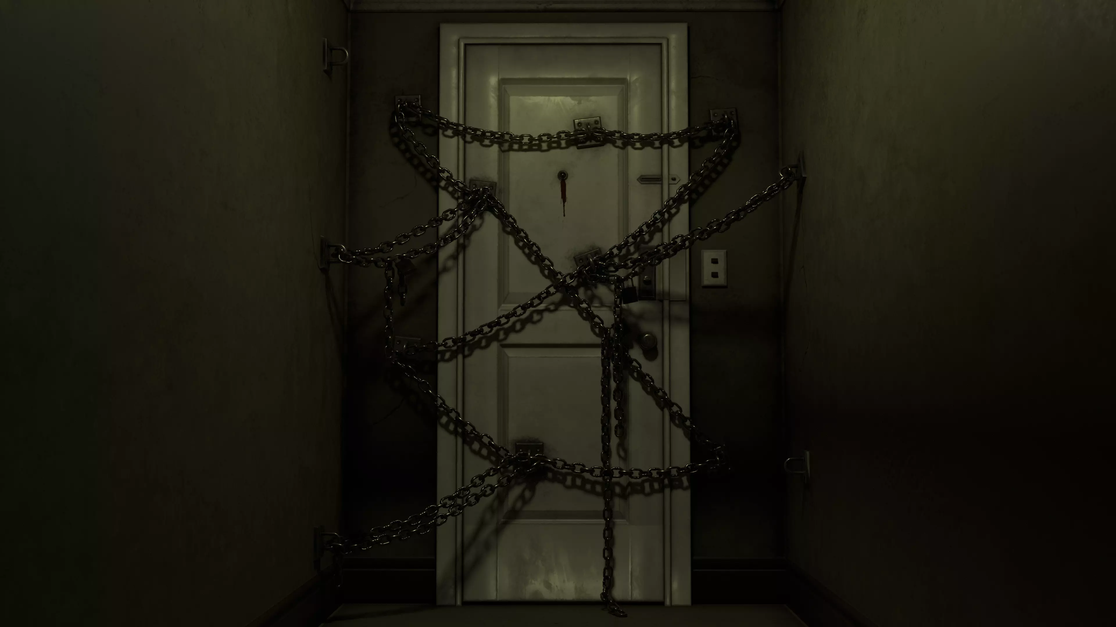 Horror game door scene Low-poly 3D model_0