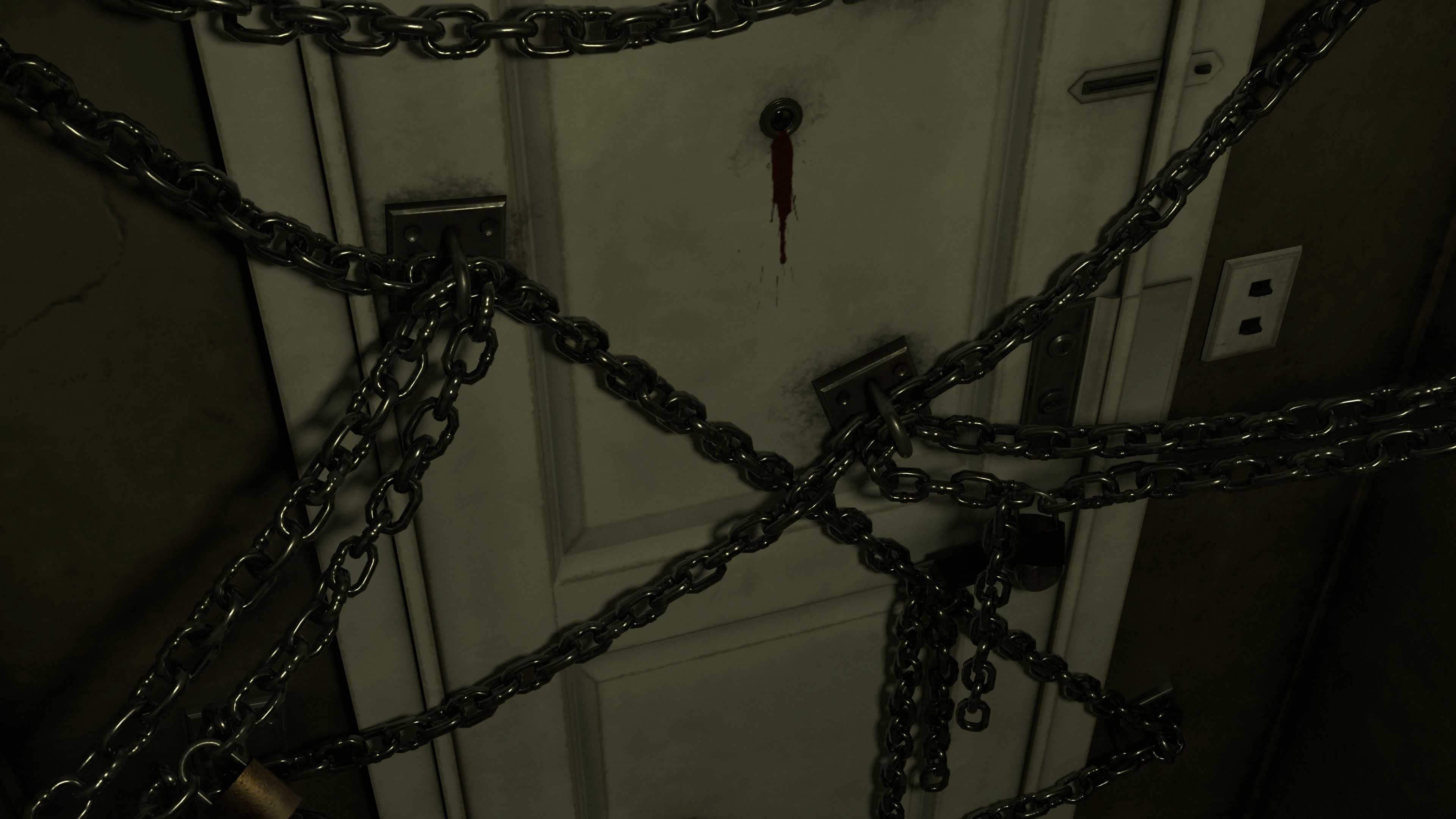 Horror game door scene Low-poly 3D model_7