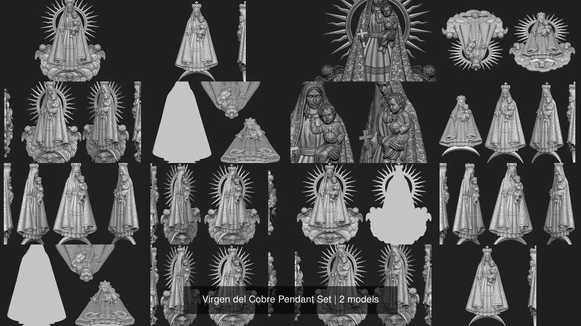 Virgen del Cobre Pendant Set 3D Model Collection_1