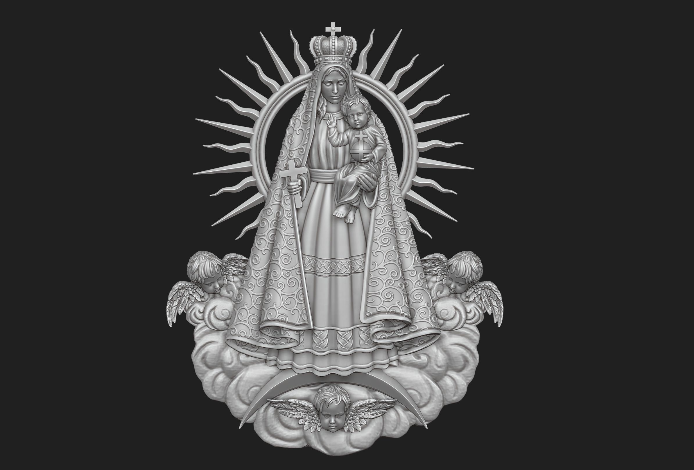 Virgen del Cobre Pendant Set 3D Model Collection_4
