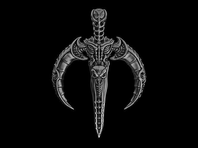 Moon Dagger Biomechanical Pendant  3D printing STL printable 3D print model