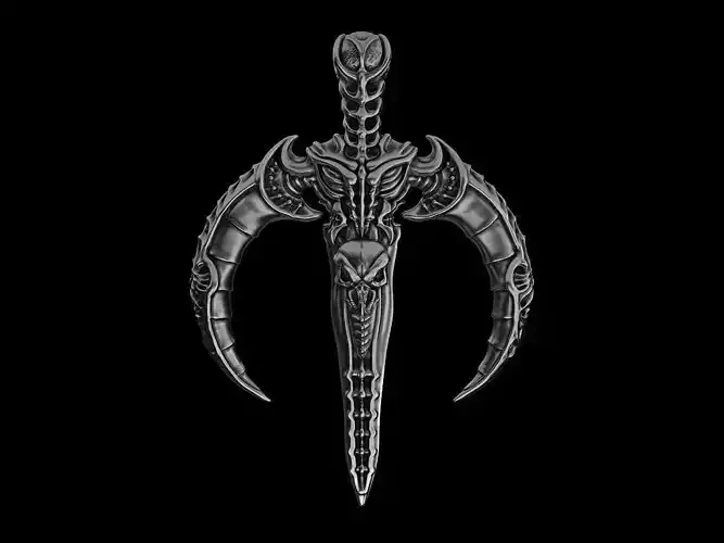 Moon Dagger Biomechanical Pendant  3D printing STL printable 3D print model