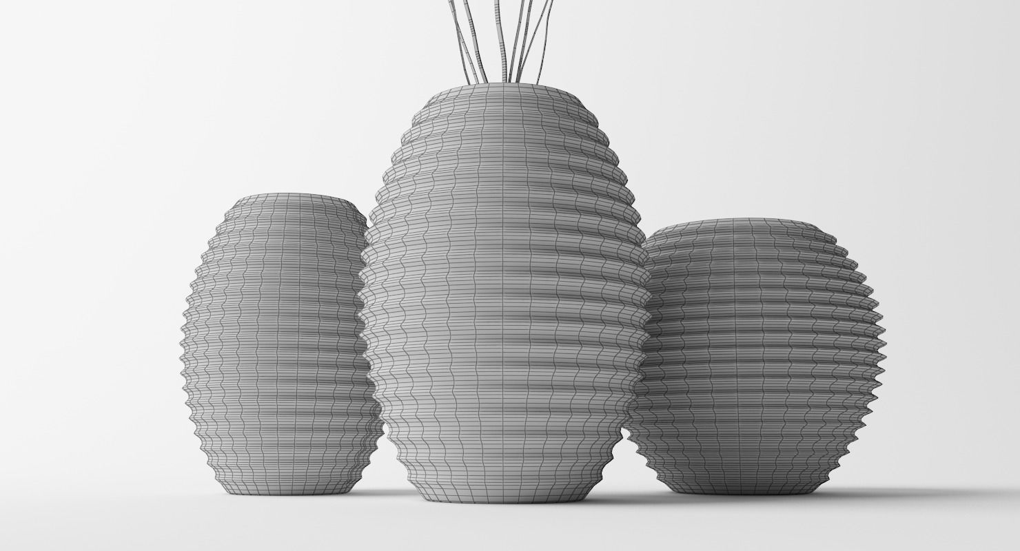 Vases Flowerpot Low-poly 3D model_7