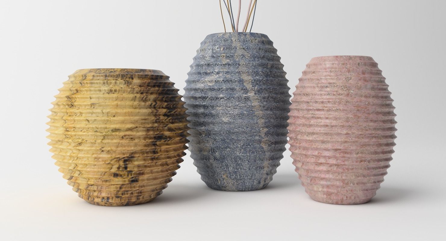 Vases Flowerpot Low-poly 3D model_5