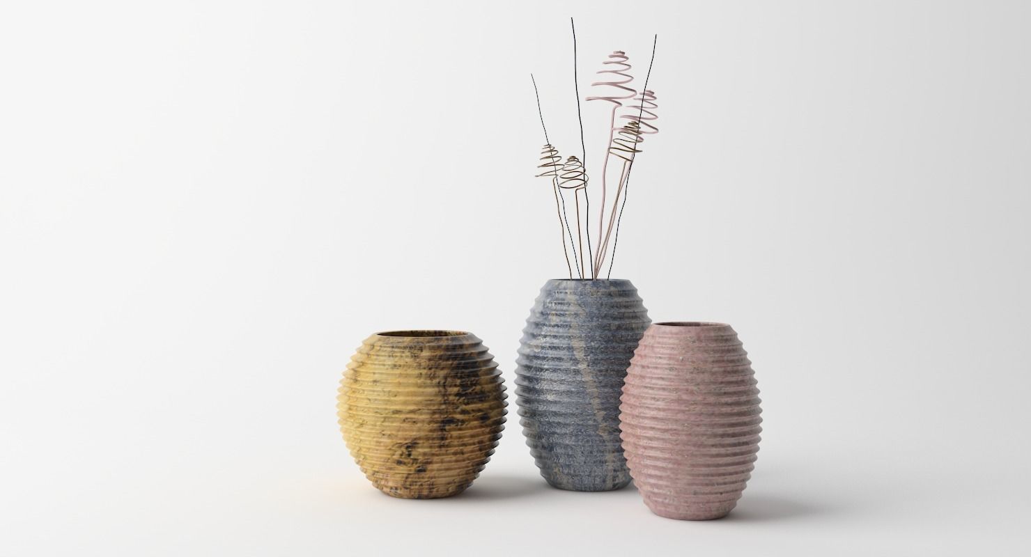 Vases Flowerpot Low-poly 3D model_1