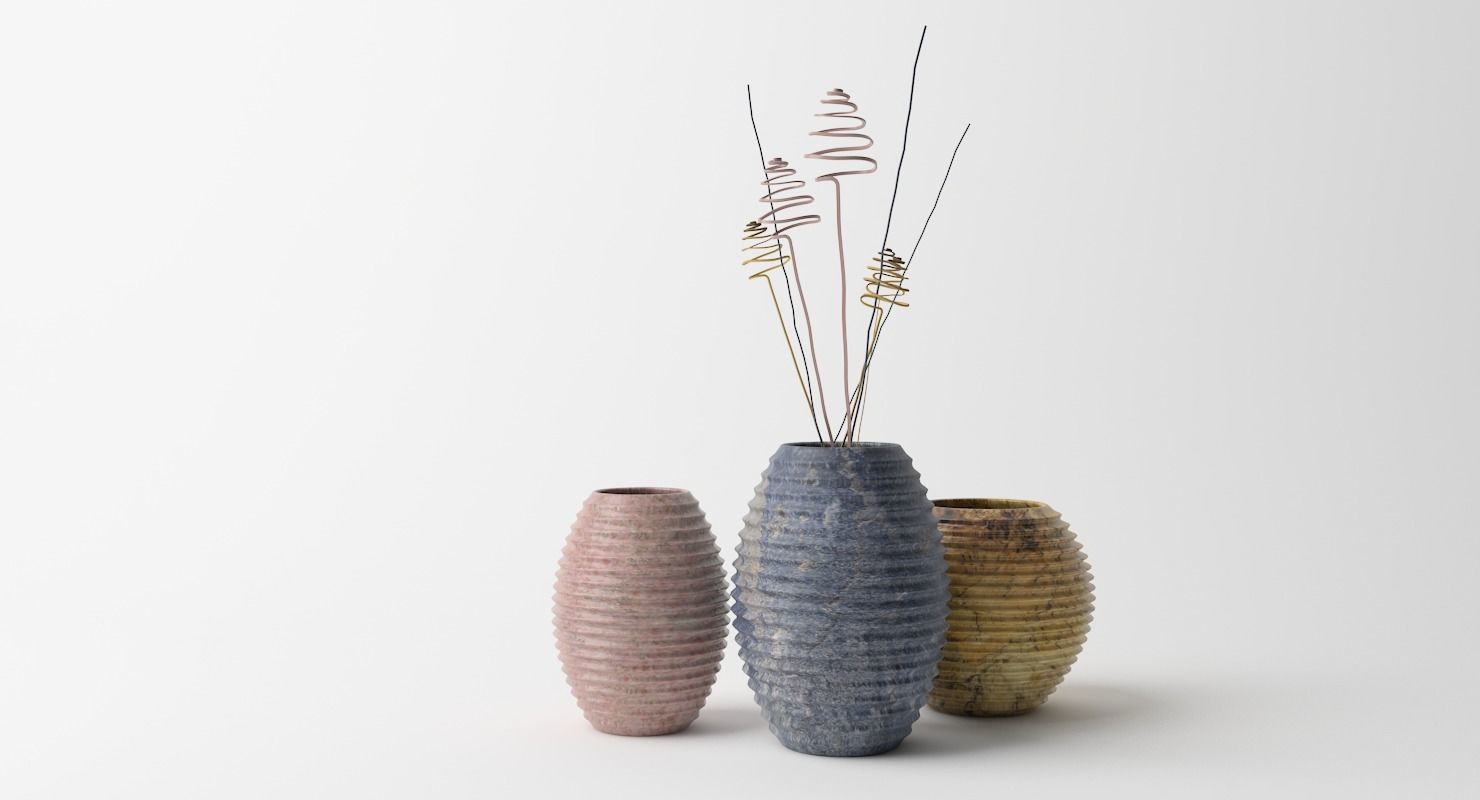 Vases Flowerpot Low-poly 3D model_2