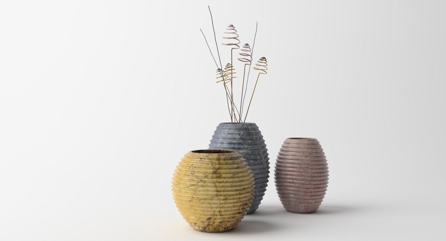 Vases Flowerpot Low-poly 3D model_3