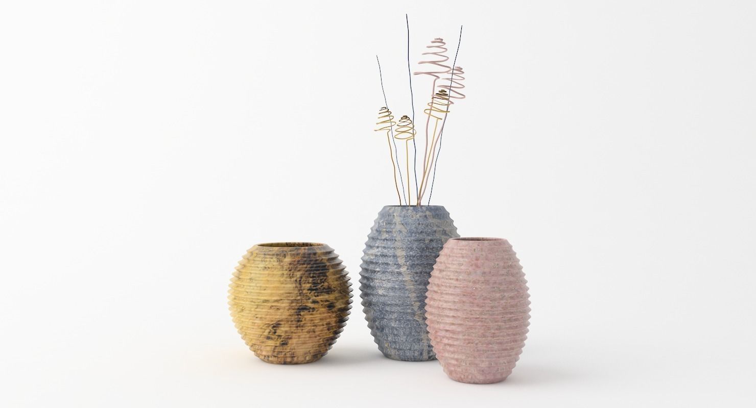 Vases Flowerpot Low-poly 3D model_10