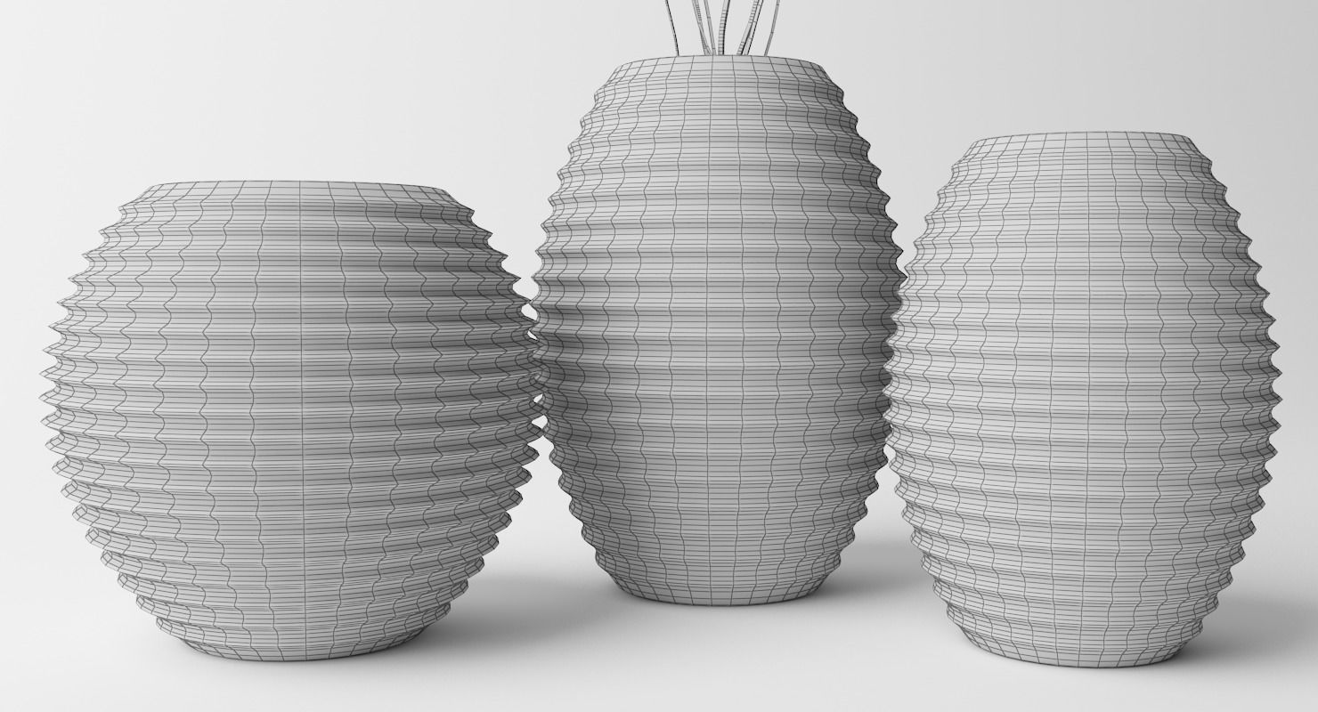 Vases Flowerpot Low-poly 3D model_8