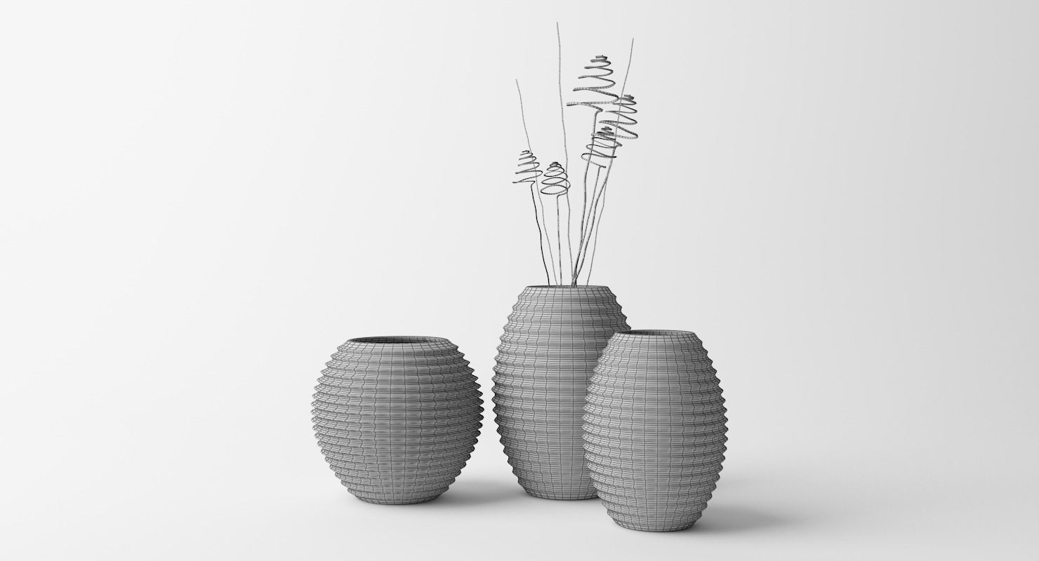 Vases Flowerpot Low-poly 3D model_9