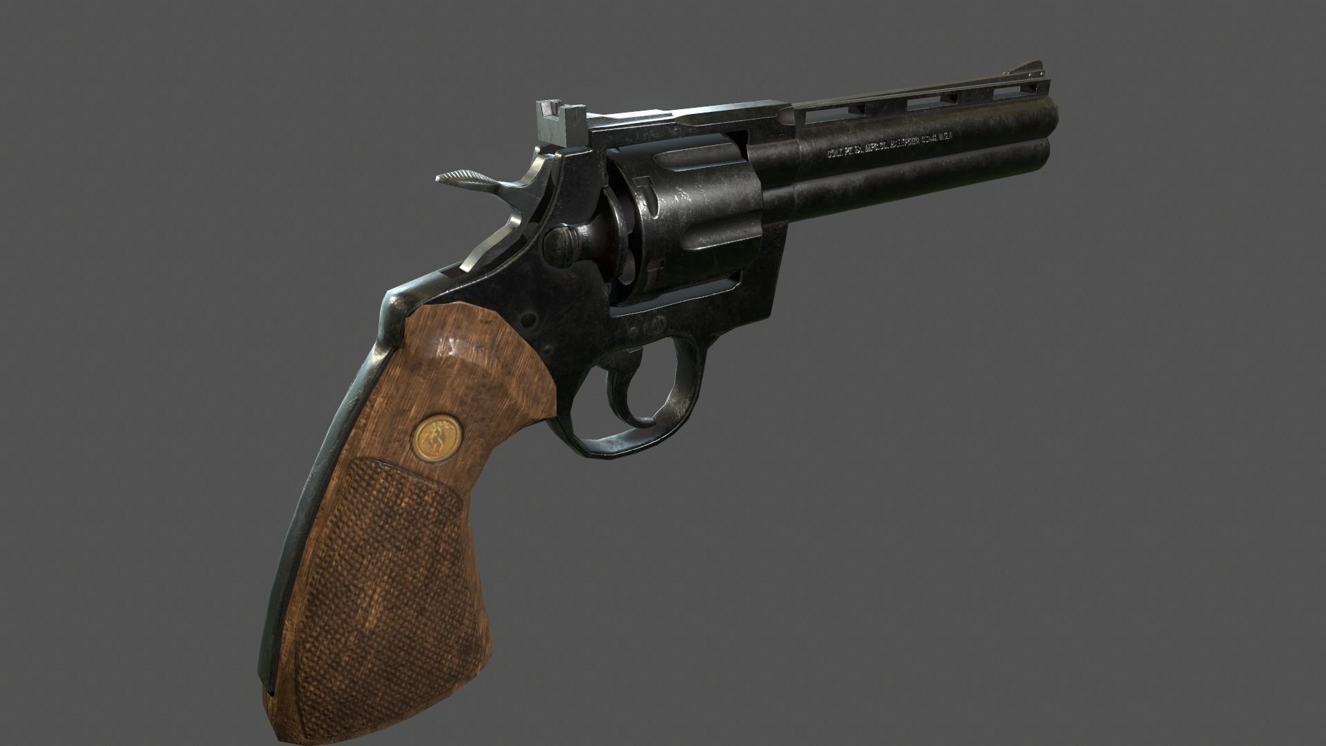 Magnum Gun Low-poly 3D model_5