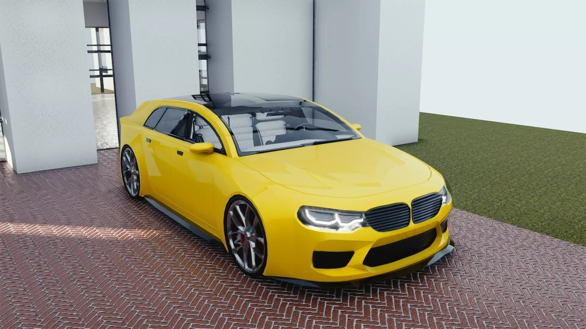 BLENDER EEVEE Brandless Small 4 door hatchback Low-poly 3D model_0