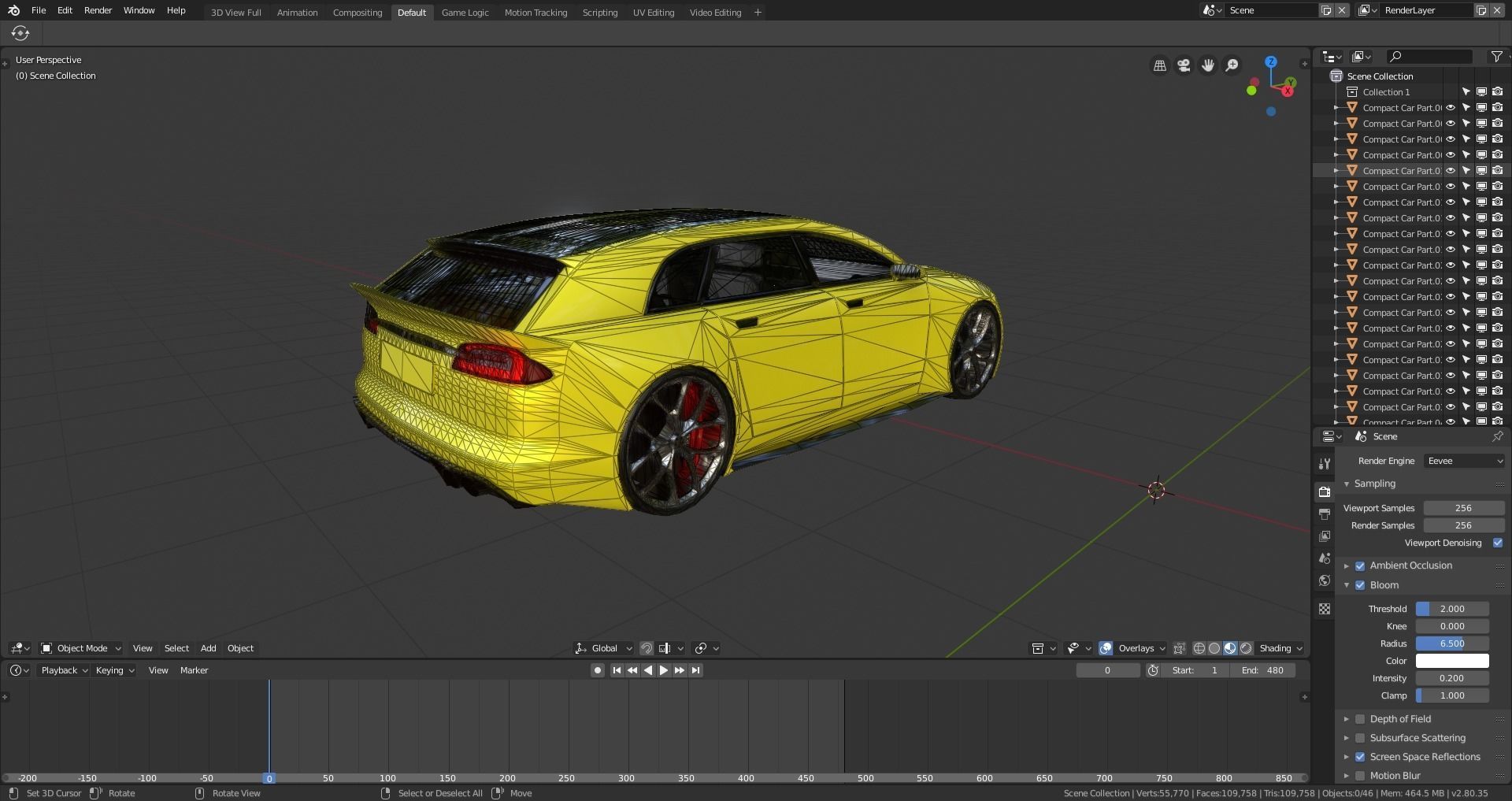 BLENDER EEVEE Brandless Small 4 door hatchback Low-poly 3D model_13