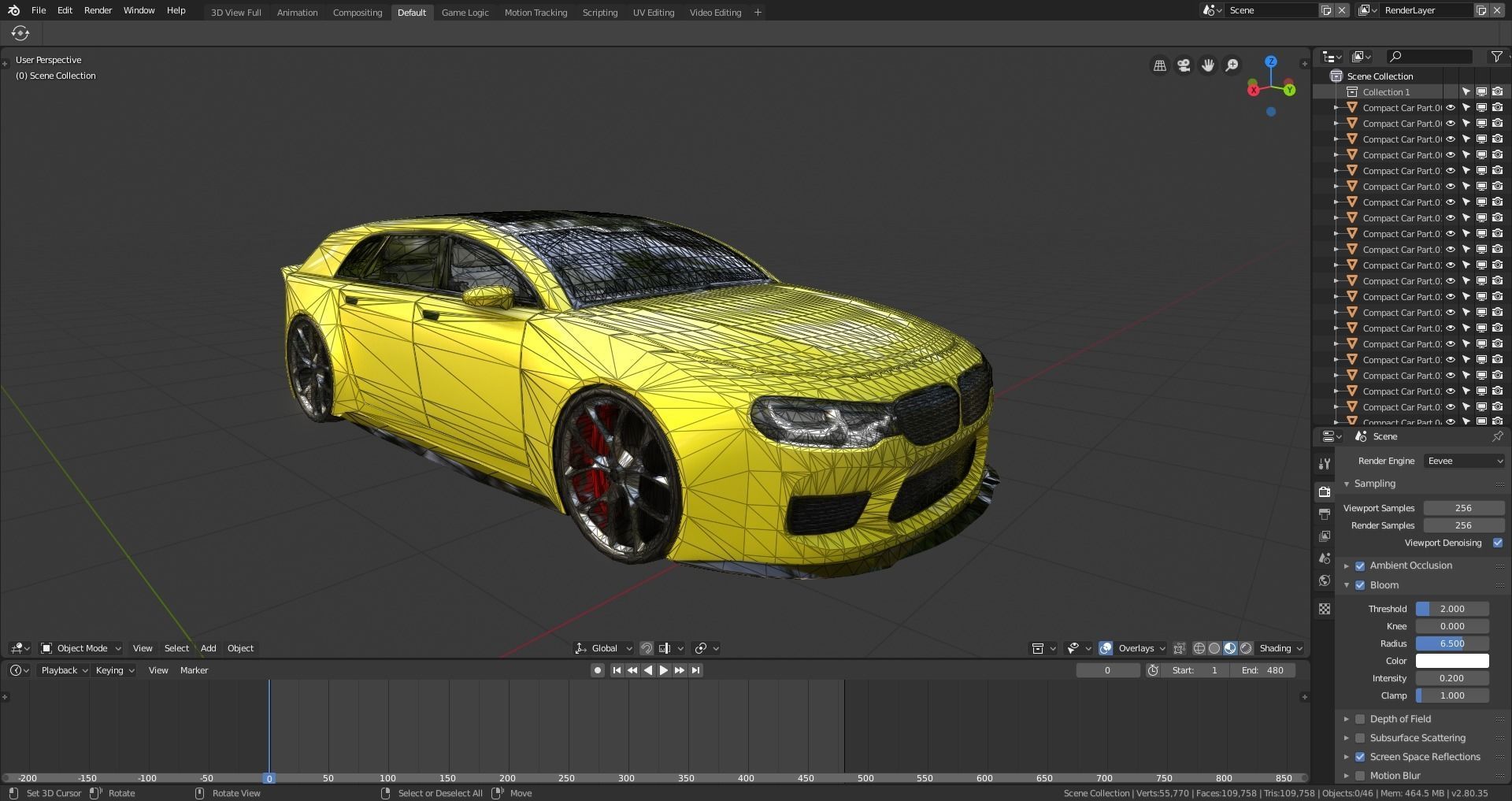 BLENDER EEVEE Brandless Small 4 door hatchback Low-poly 3D model_12