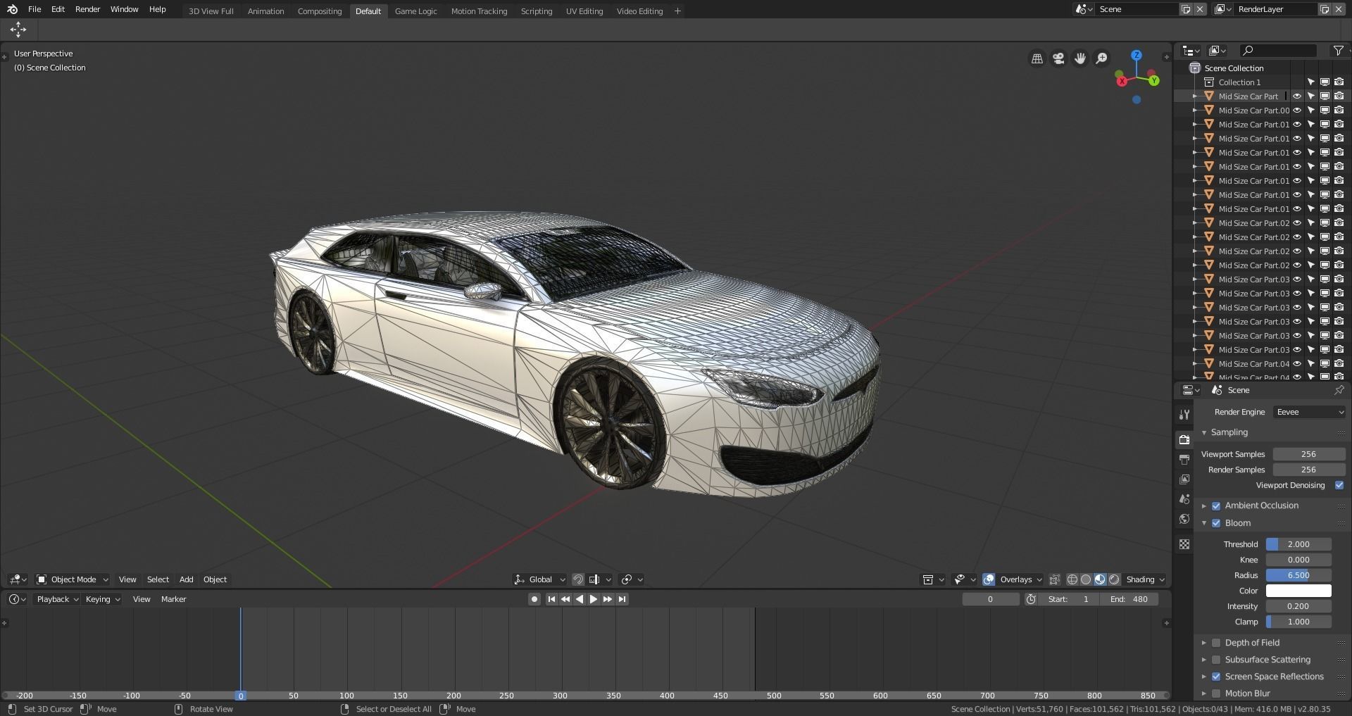BLENDER EEVEE Brandless Mid Size 2 door shooting brake Low-poly 3D model_12