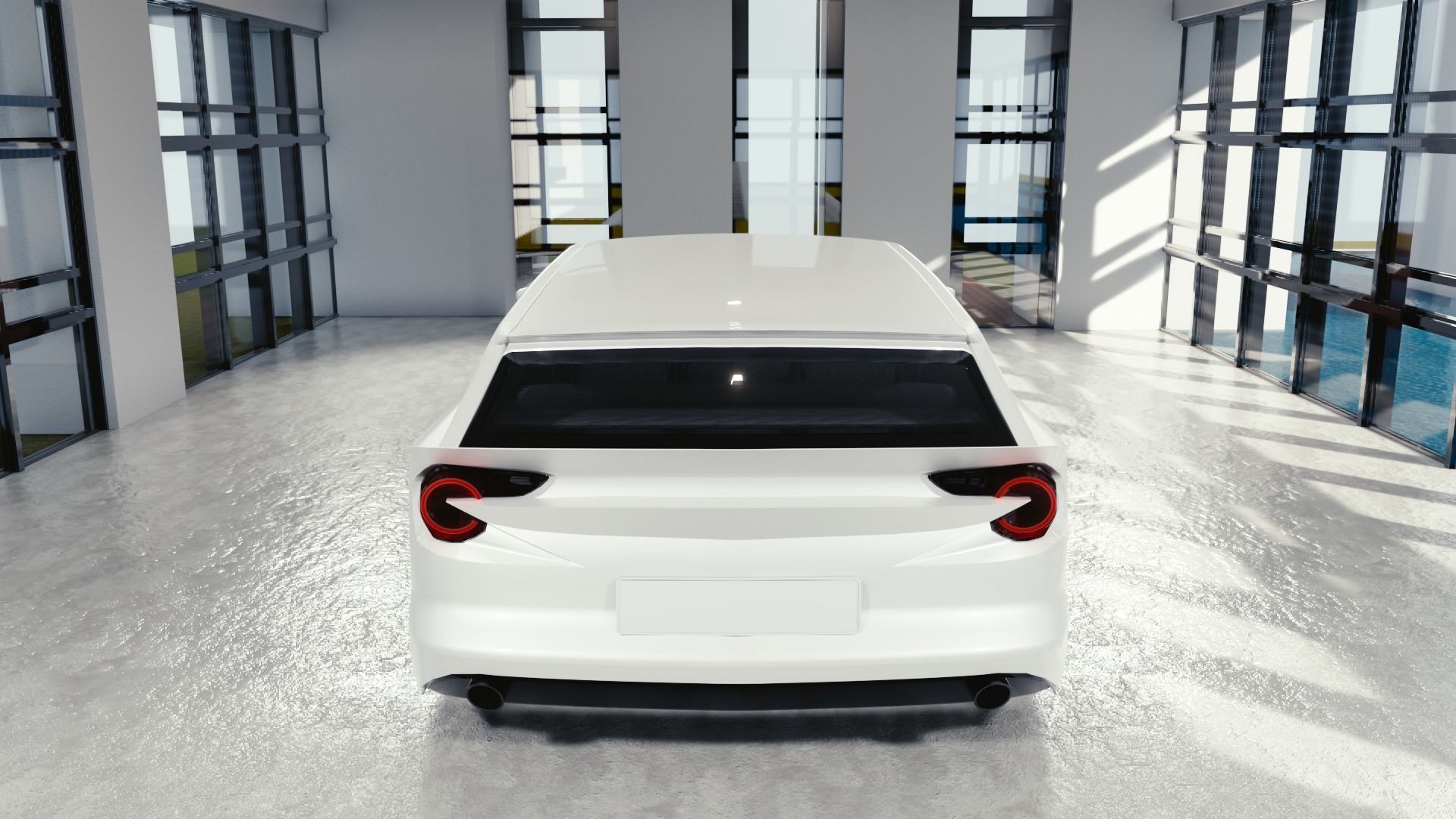 BLENDER EEVEE Brandless Mid Size 2 door shooting brake Low-poly 3D model_5