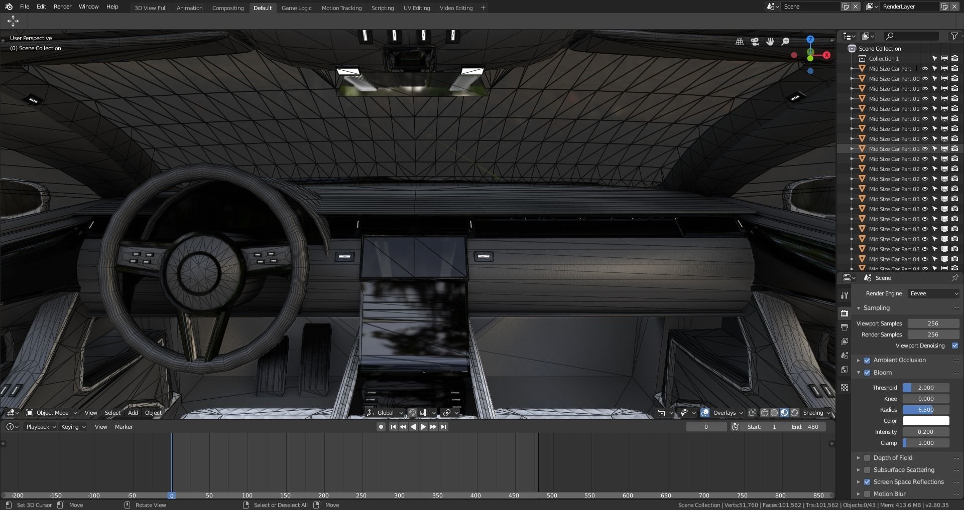 BLENDER EEVEE Brandless Mid Size 2 door shooting brake Low-poly 3D model_14