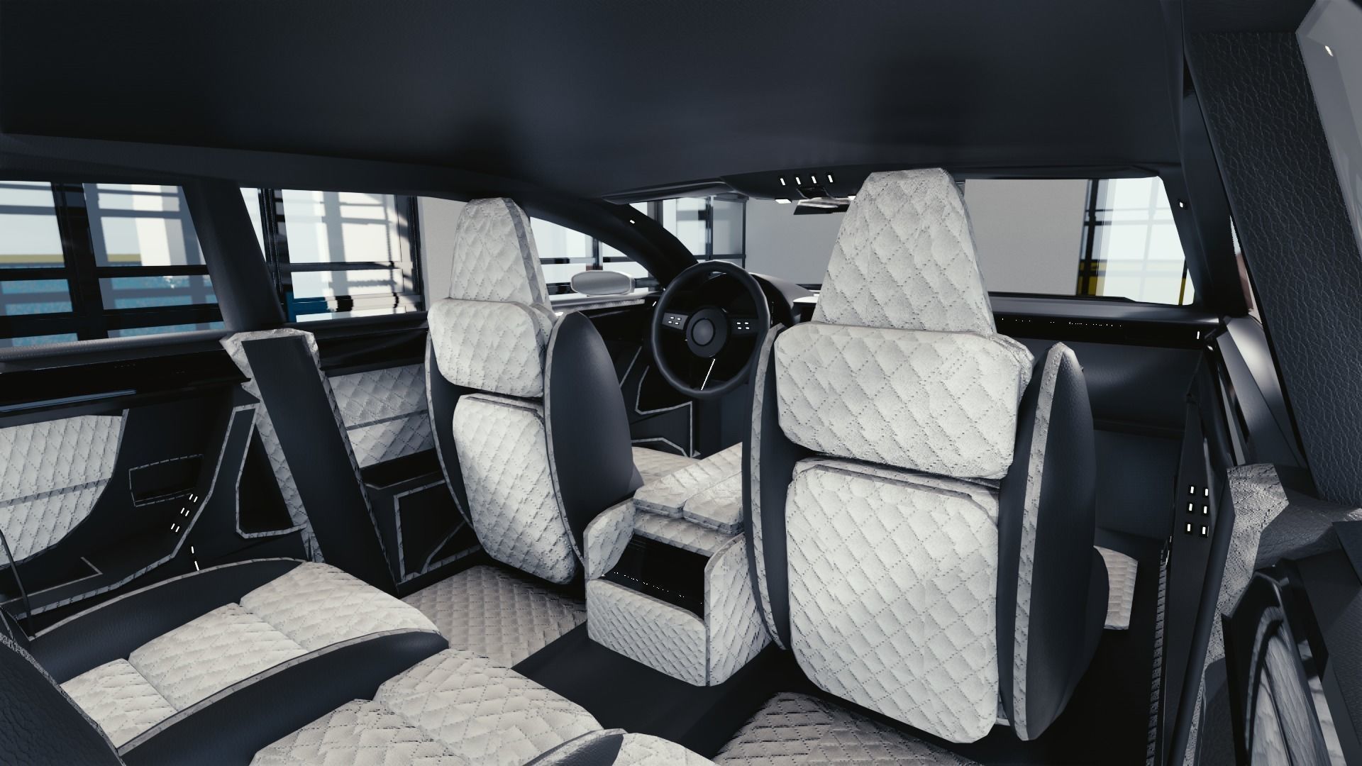 BLENDER EEVEE Brandless Mid Size 2 door shooting brake Low-poly 3D model_8