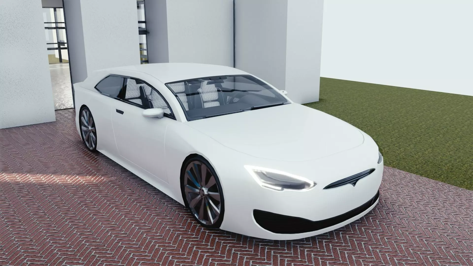 BLENDER EEVEE Brandless Mid Size 2 door shooting brake Low-poly 3D model_0