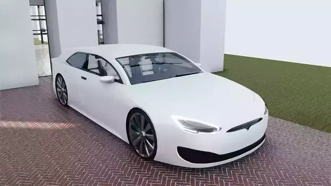 BLENDER EEVEE Brandless Mid Size 2 door shooting brake Low-poly 3D model