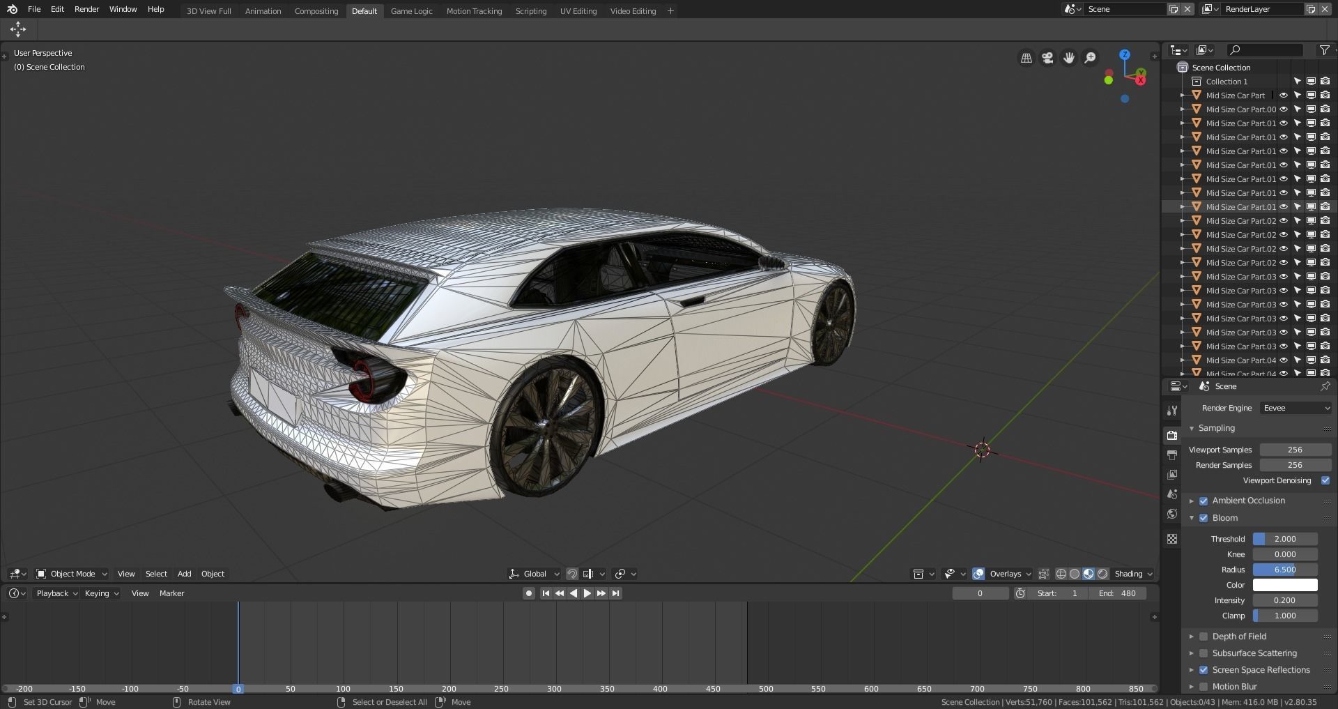 BLENDER EEVEE Brandless Mid Size 2 door shooting brake Low-poly 3D model_13