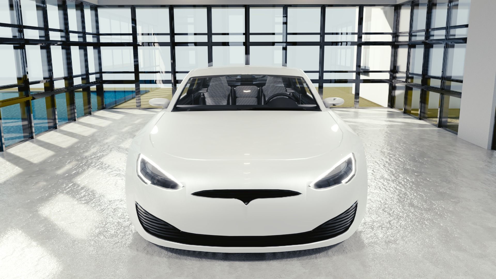 BLENDER EEVEE Brandless Mid Size 2 door shooting brake Low-poly 3D model_4