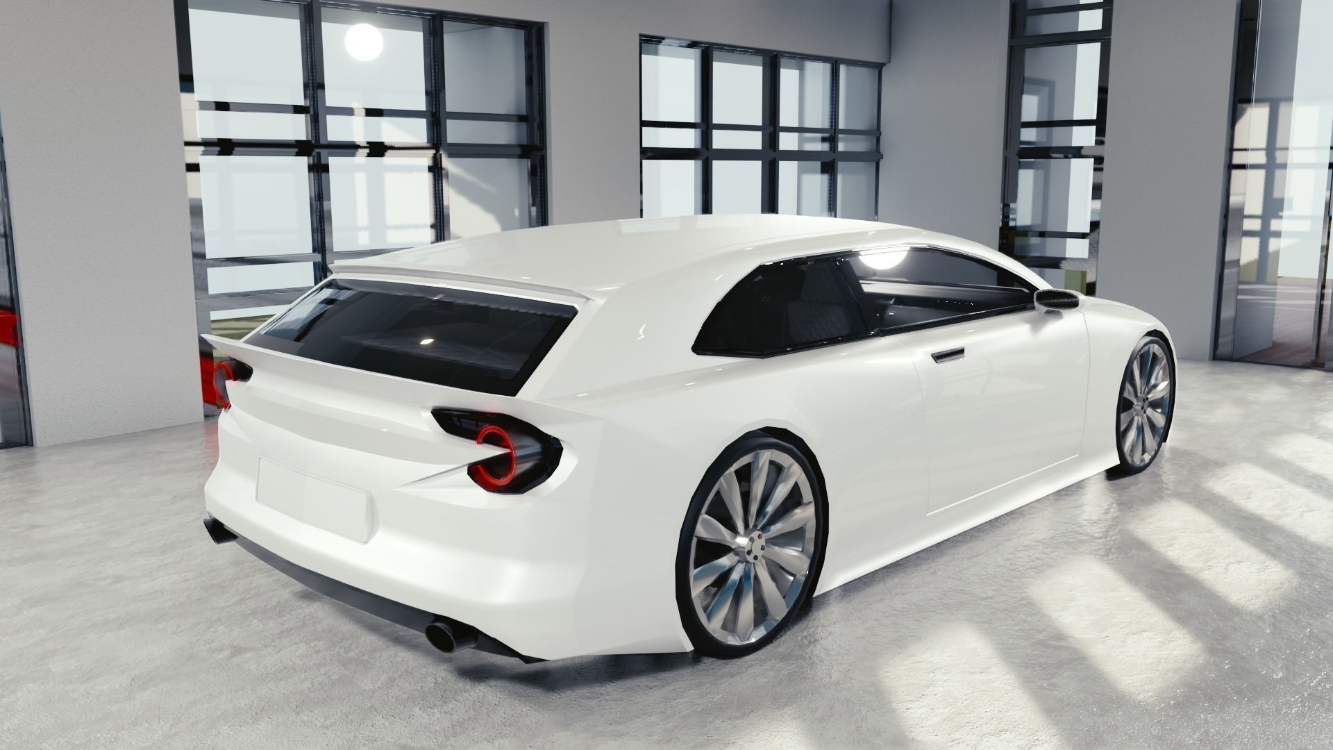 BLENDER EEVEE Brandless Mid Size 2 door shooting brake Low-poly 3D model_3