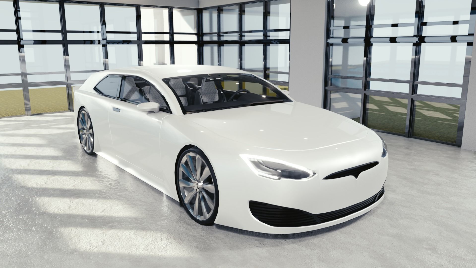 BLENDER EEVEE Brandless Mid Size 2 door shooting brake Low-poly 3D model_2