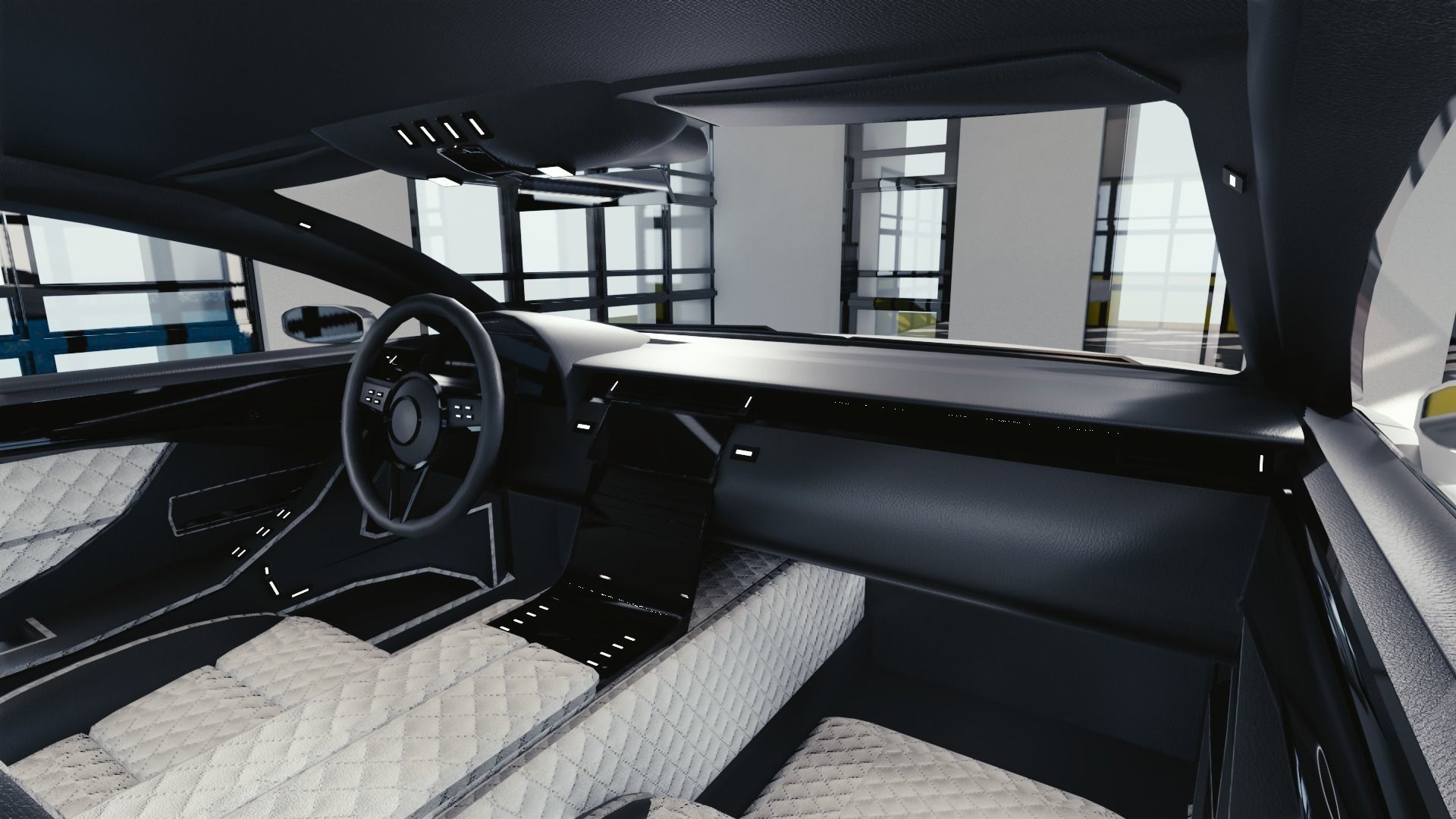 BLENDER EEVEE Brandless Mid Size 2 door shooting brake Low-poly 3D model_6