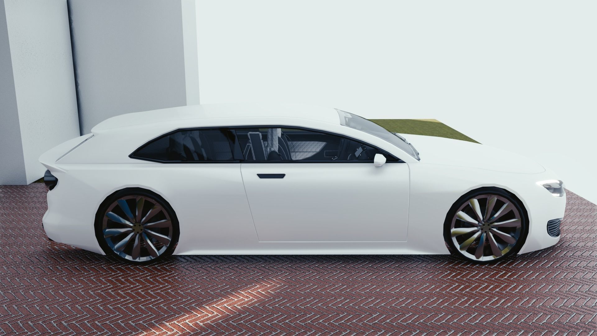 BLENDER EEVEE Brandless Mid Size 2 door shooting brake Low-poly 3D model_1