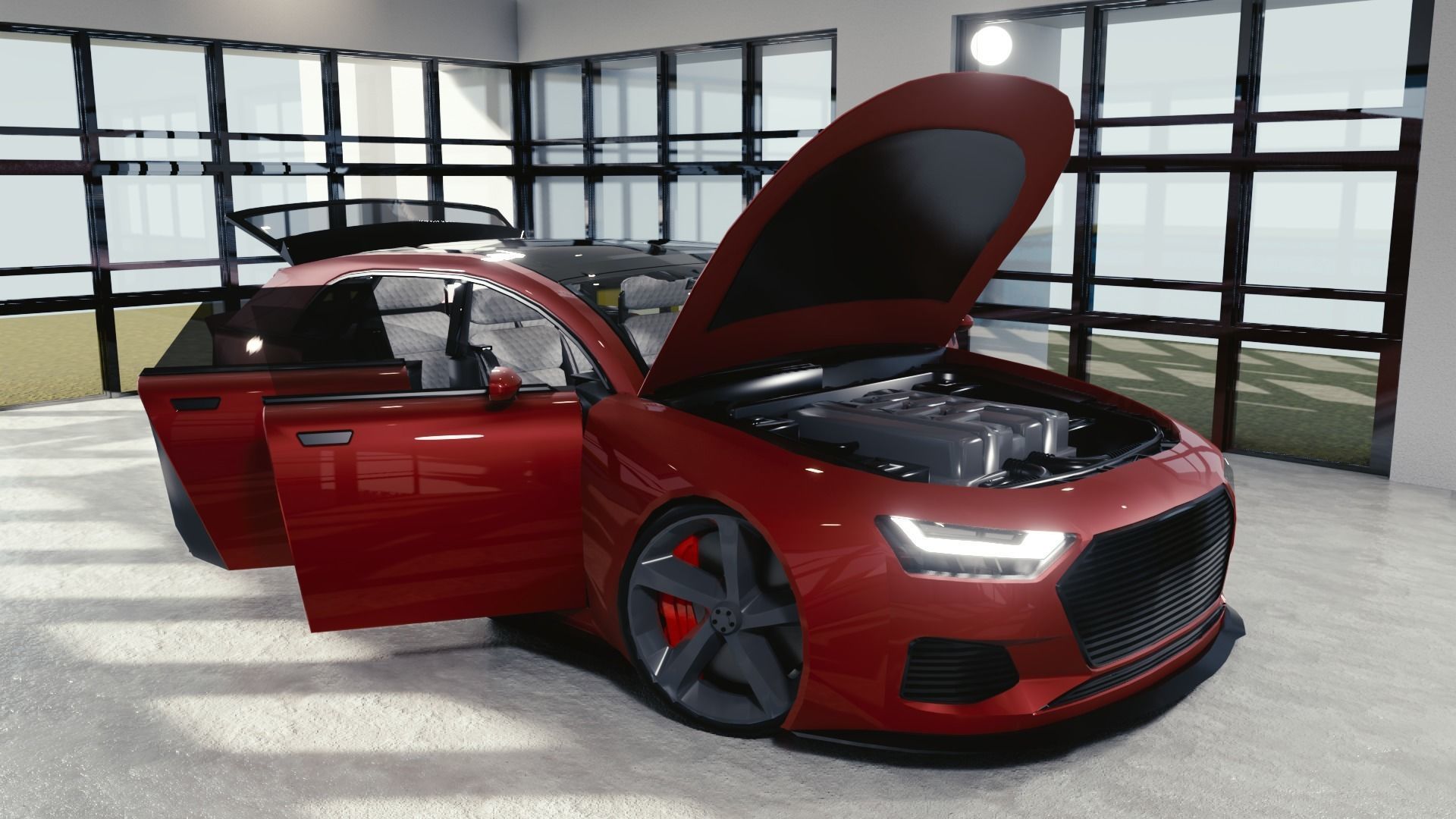 BLENDER EEVEE Brandless Small 4 door hatchback Low-poly 3D model_10