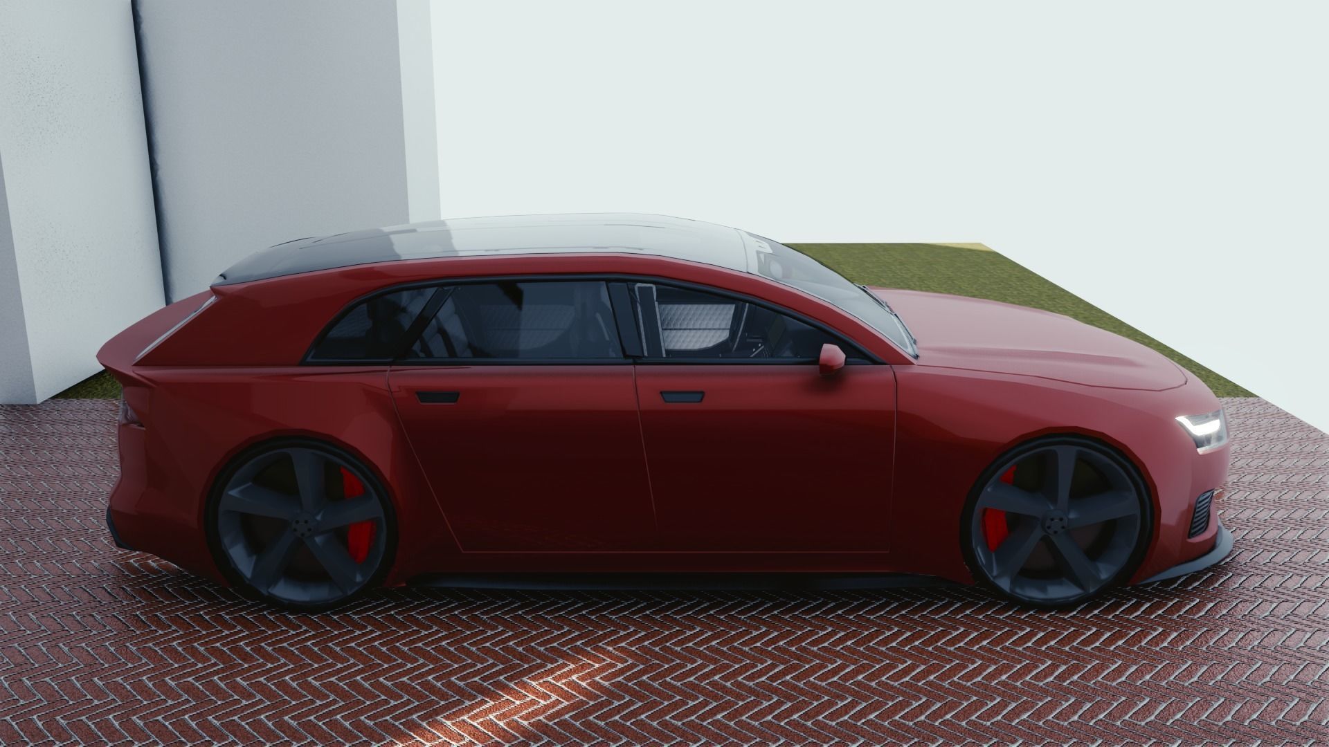 BLENDER EEVEE Brandless Small 4 door hatchback Low-poly 3D model_1