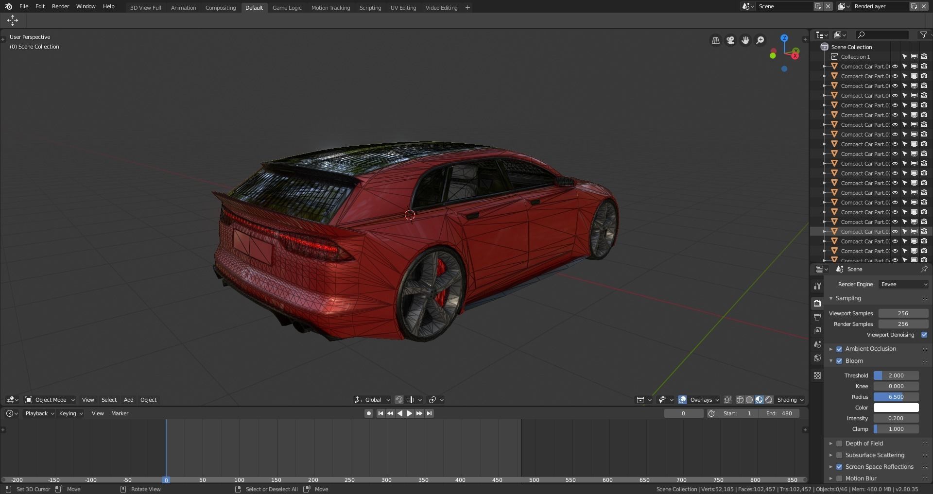 BLENDER EEVEE Brandless Small 4 door hatchback Low-poly 3D model_13