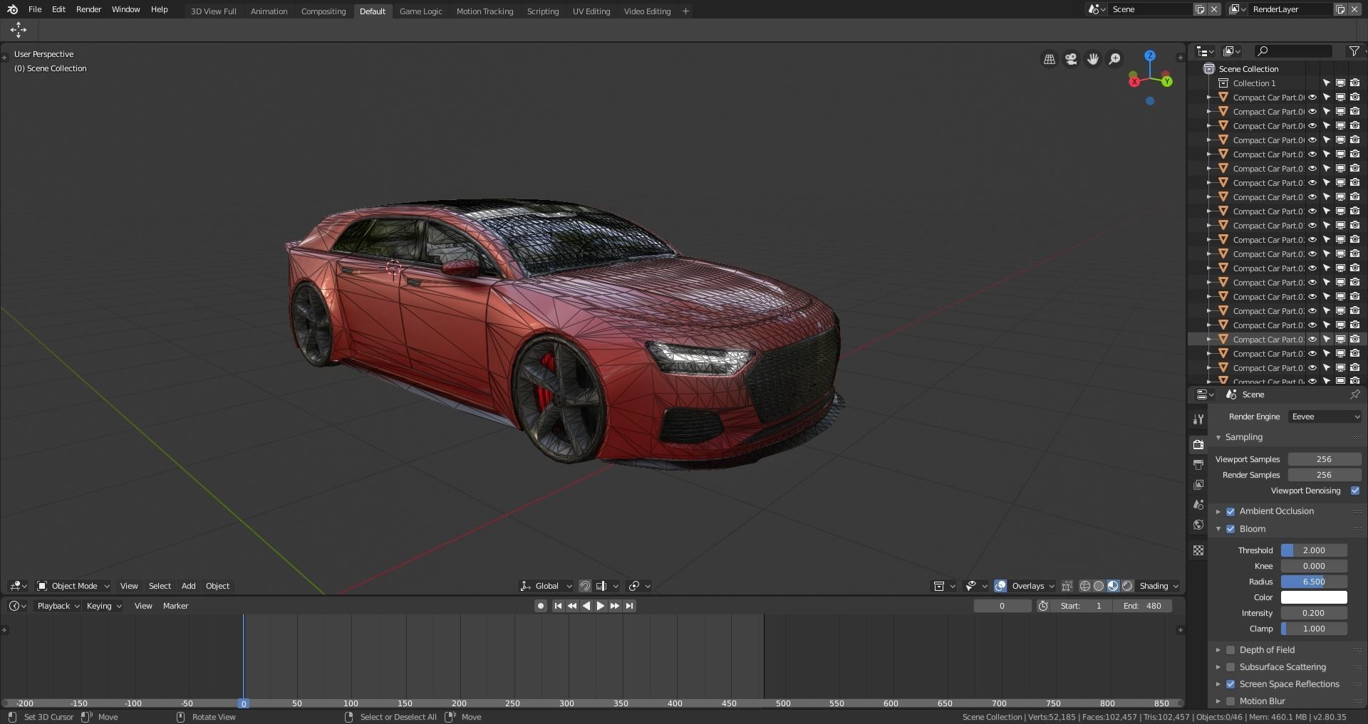 BLENDER EEVEE Brandless Small 4 door hatchback Low-poly 3D model_12