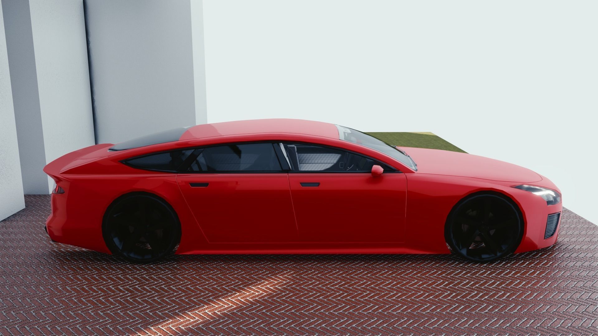 BLENDER EEVEE Brandless Extended Wheelbase 4 door coupe Low-poly 3D model_1