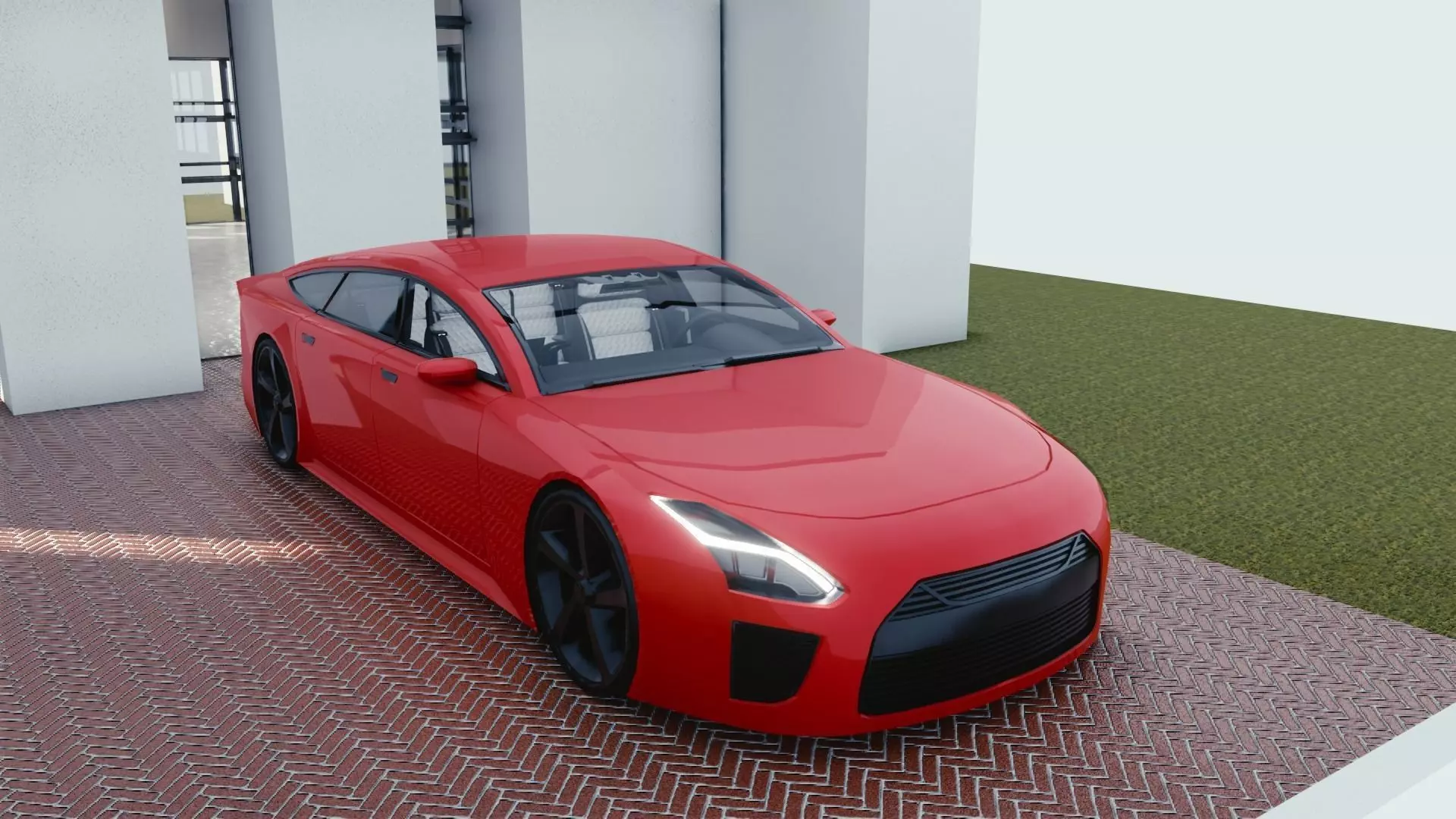 BLENDER EEVEE Brandless Extended Wheelbase 4 door coupe Low-poly 3D model_0