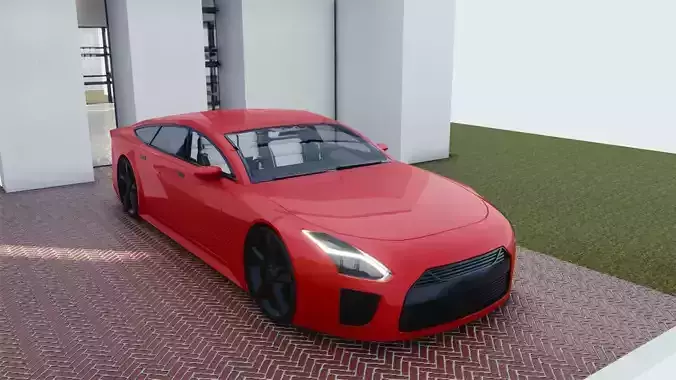 BLENDER EEVEE Brandless Extended Wheelbase 4 door coupe Low-poly 3D model