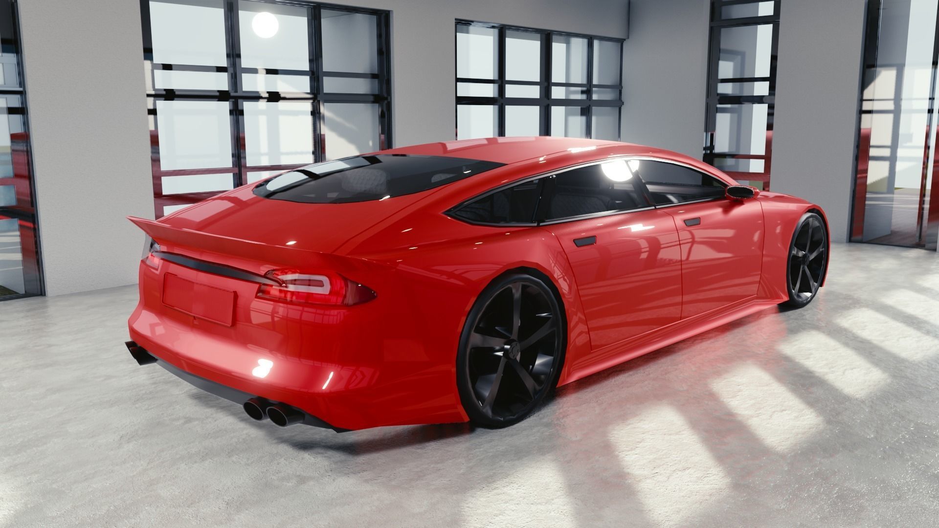 BLENDER EEVEE Brandless Extended Wheelbase 4 door coupe Low-poly 3D model_3