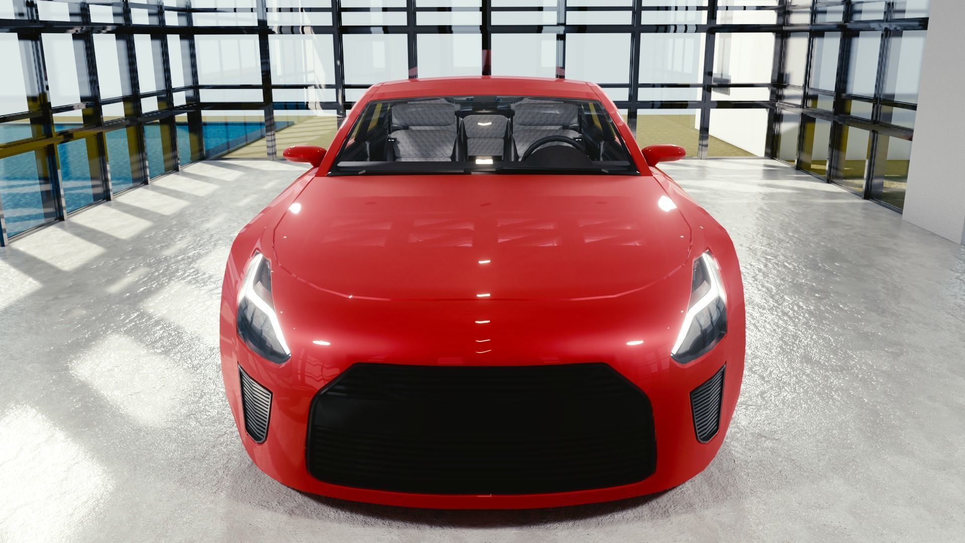 BLENDER EEVEE Brandless Extended Wheelbase 4 door coupe Low-poly 3D model_4