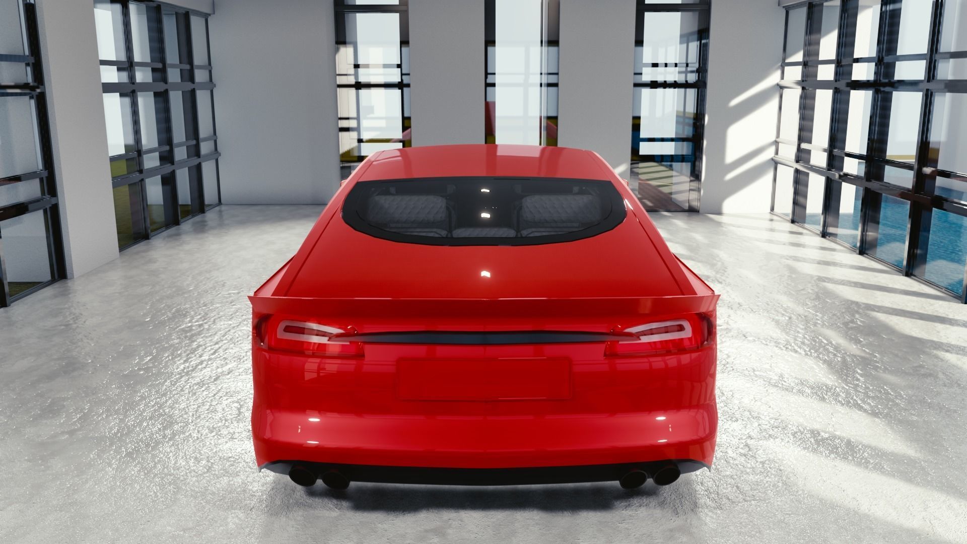 BLENDER EEVEE Brandless Extended Wheelbase 4 door coupe Low-poly 3D model_5