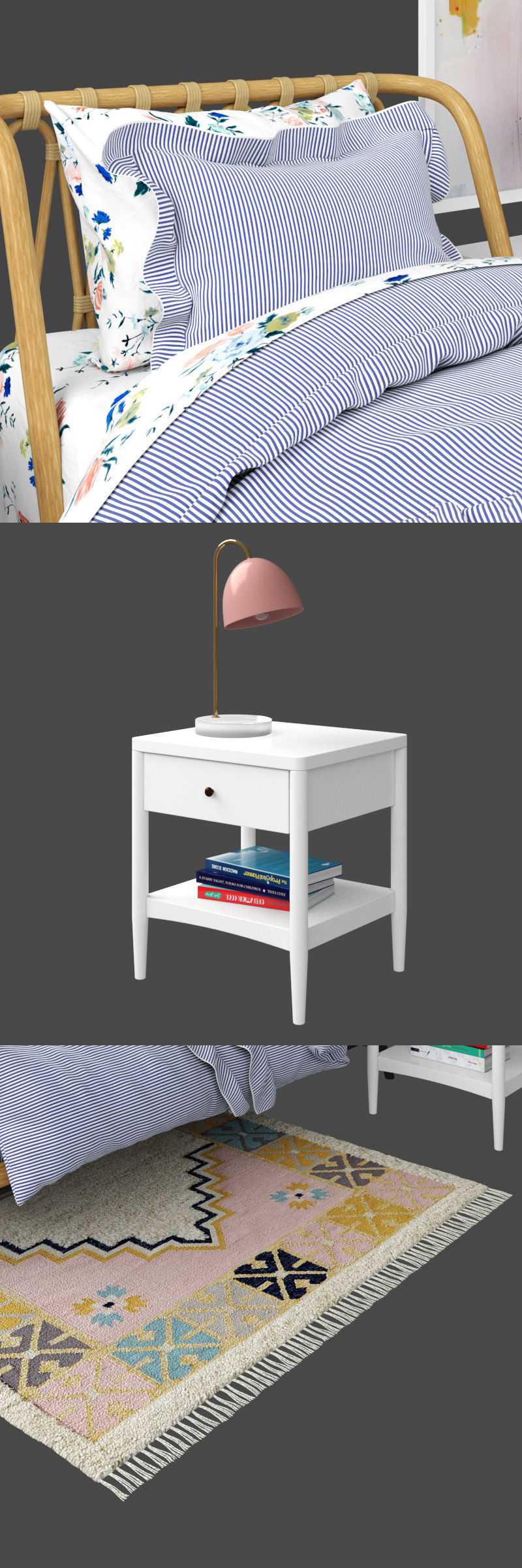 crate and barrel rattan kids bed 3D model CGTrader