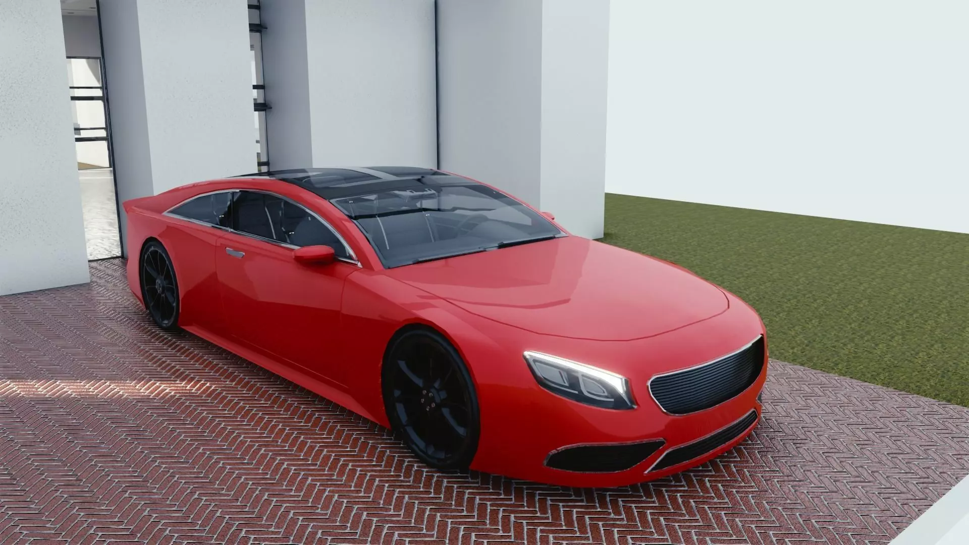 BLENDER EEVEE Brandless Extended Wheelbase 2 door coupe Low-poly 3D model_0