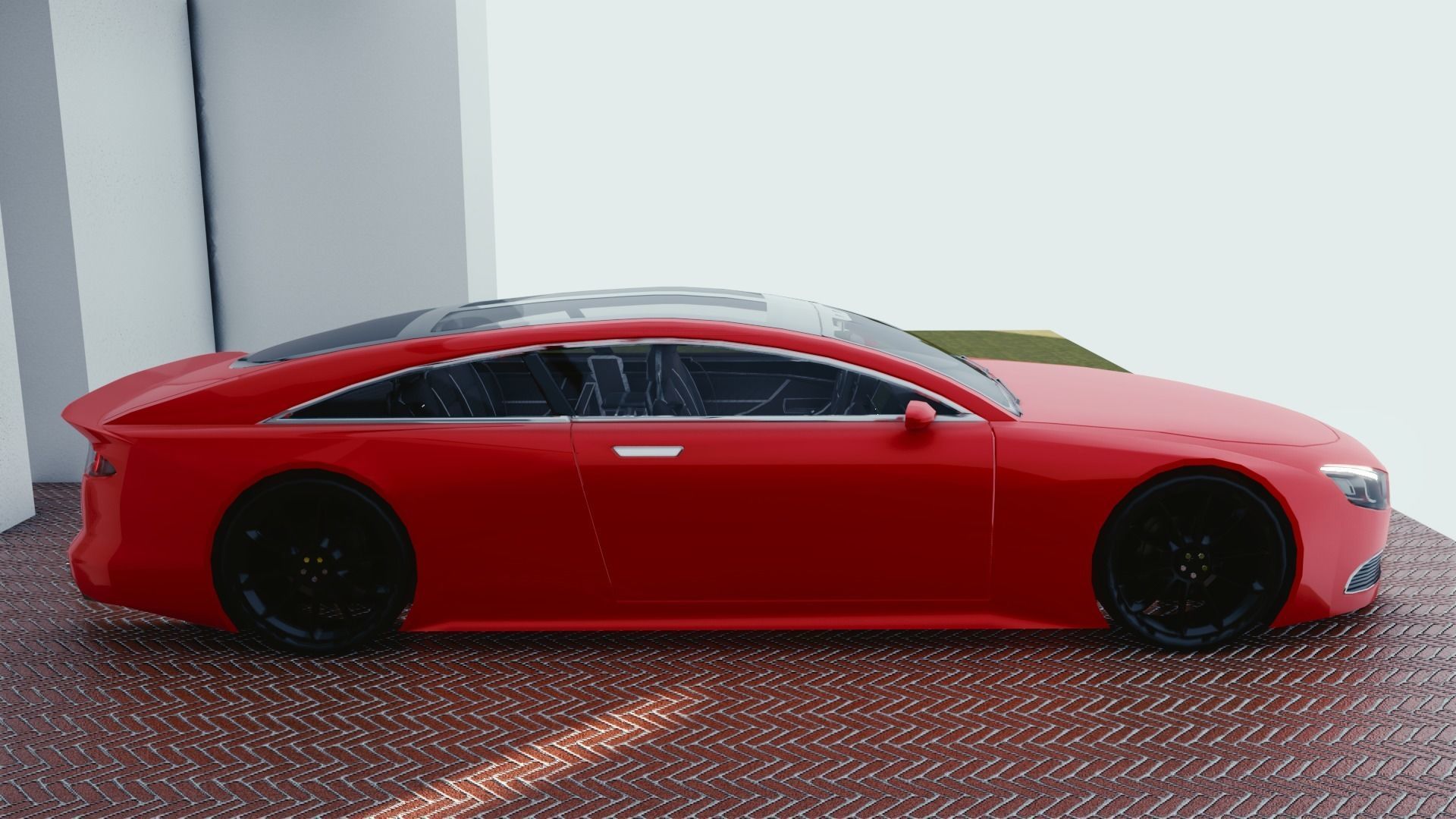 BLENDER EEVEE Brandless Extended Wheelbase 2 door coupe Low-poly 3D model_1