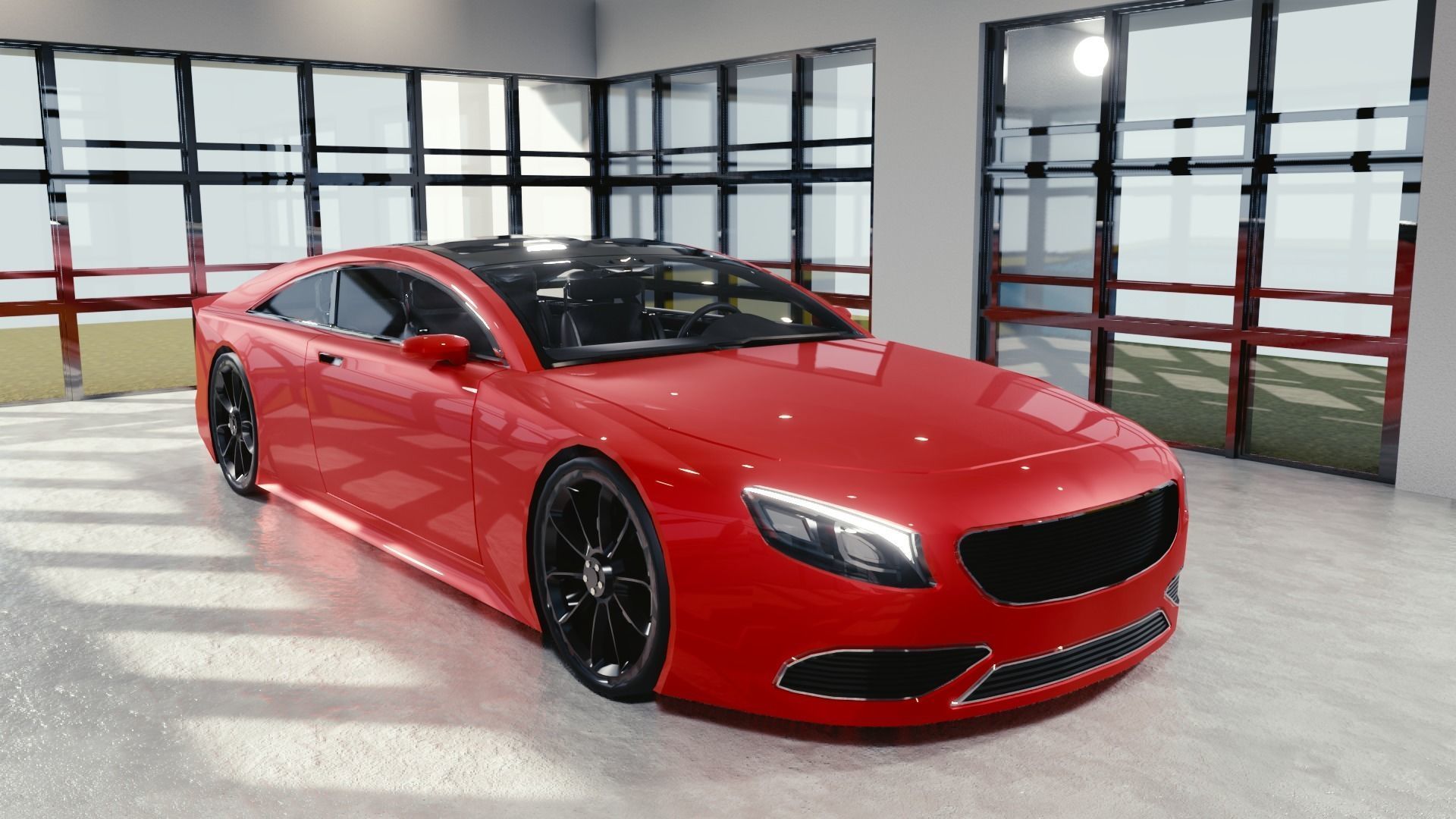 BLENDER EEVEE Brandless Extended Wheelbase 2 door coupe Low-poly 3D model_2
