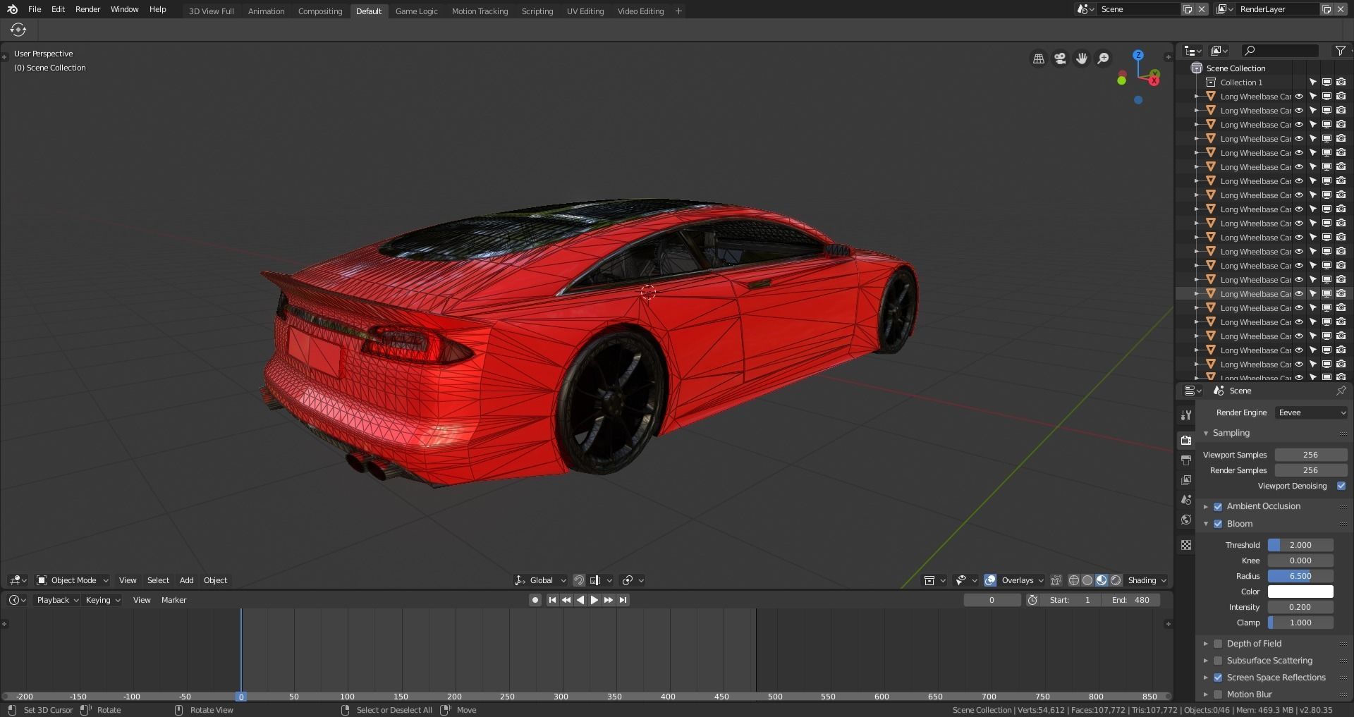 BLENDER EEVEE Brandless Extended Wheelbase 2 door coupe Low-poly 3D model_13
