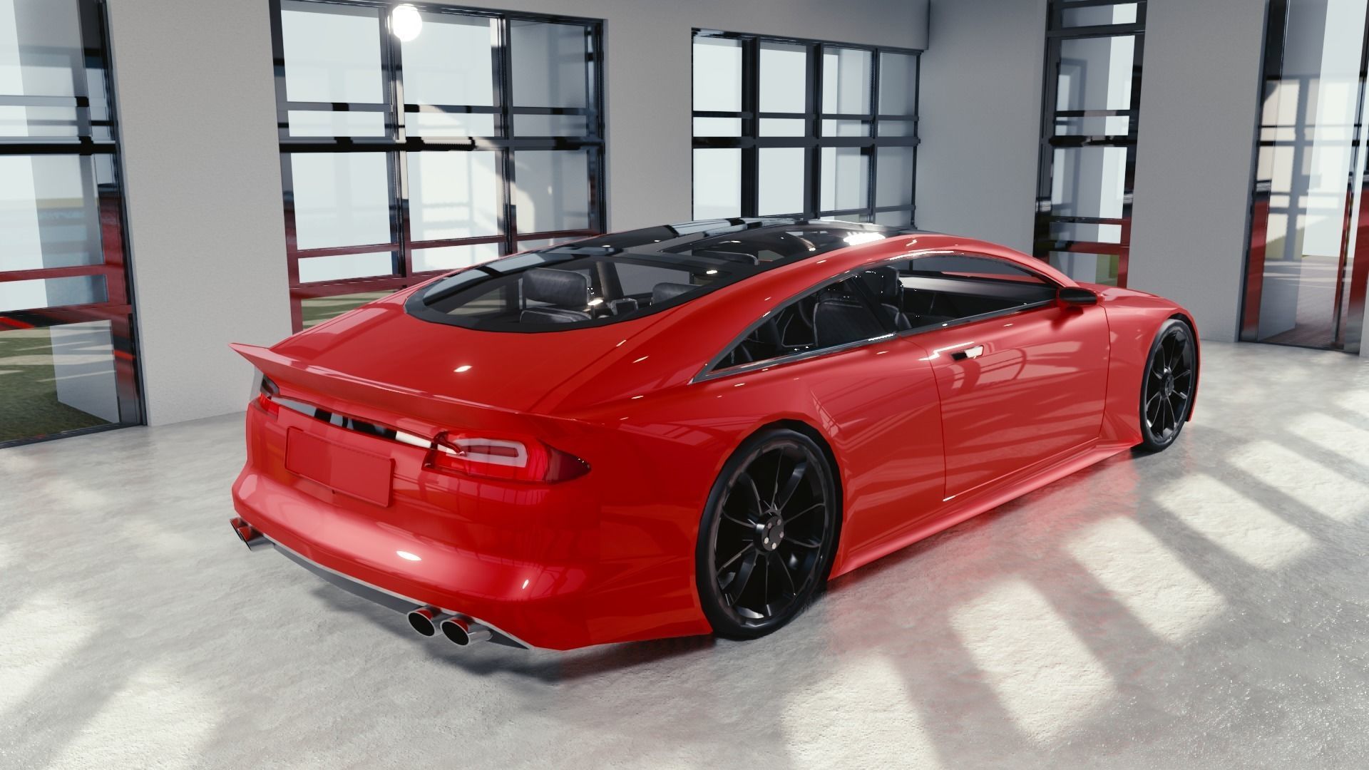 BLENDER EEVEE Brandless Extended Wheelbase 2 door coupe Low-poly 3D model_3
