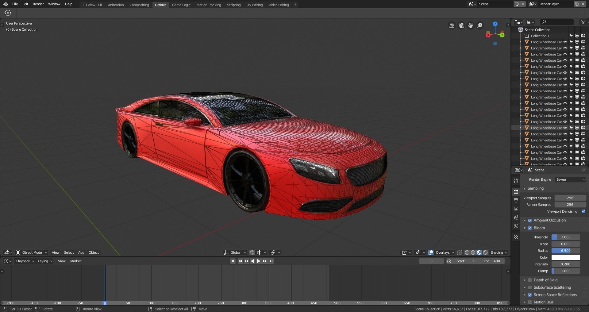 BLENDER EEVEE Brandless Extended Wheelbase 2 door coupe Low-poly 3D model_11