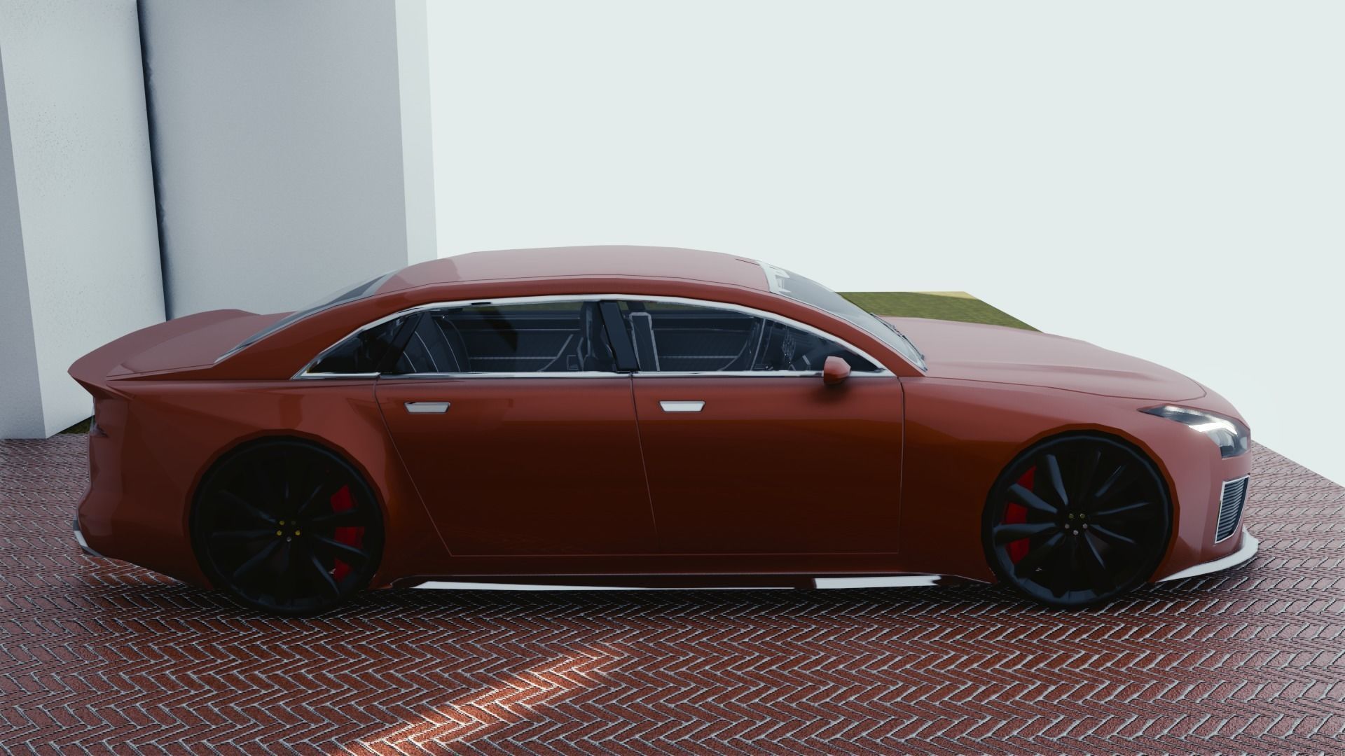 BLENDER EEVEE Brandless Mid Size 4 door sedan Low-poly 3D model_1