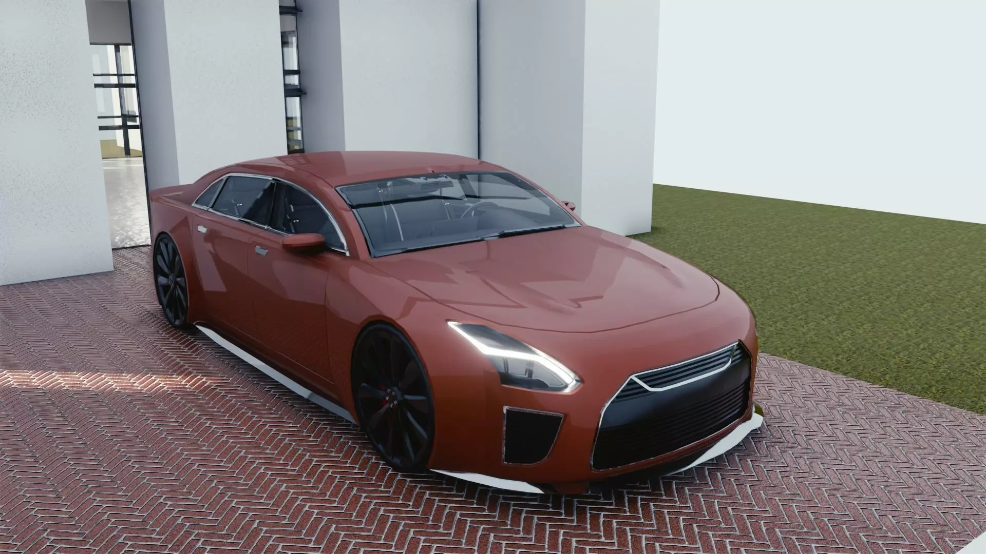 BLENDER EEVEE Brandless Mid Size 4 door sedan Low-poly 3D model_0